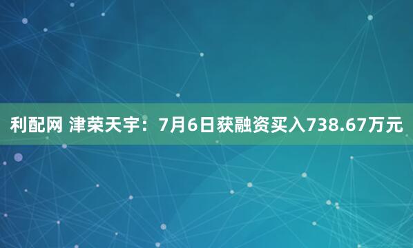 利配网 津荣天宇：7月6日获融资买入738.67万元